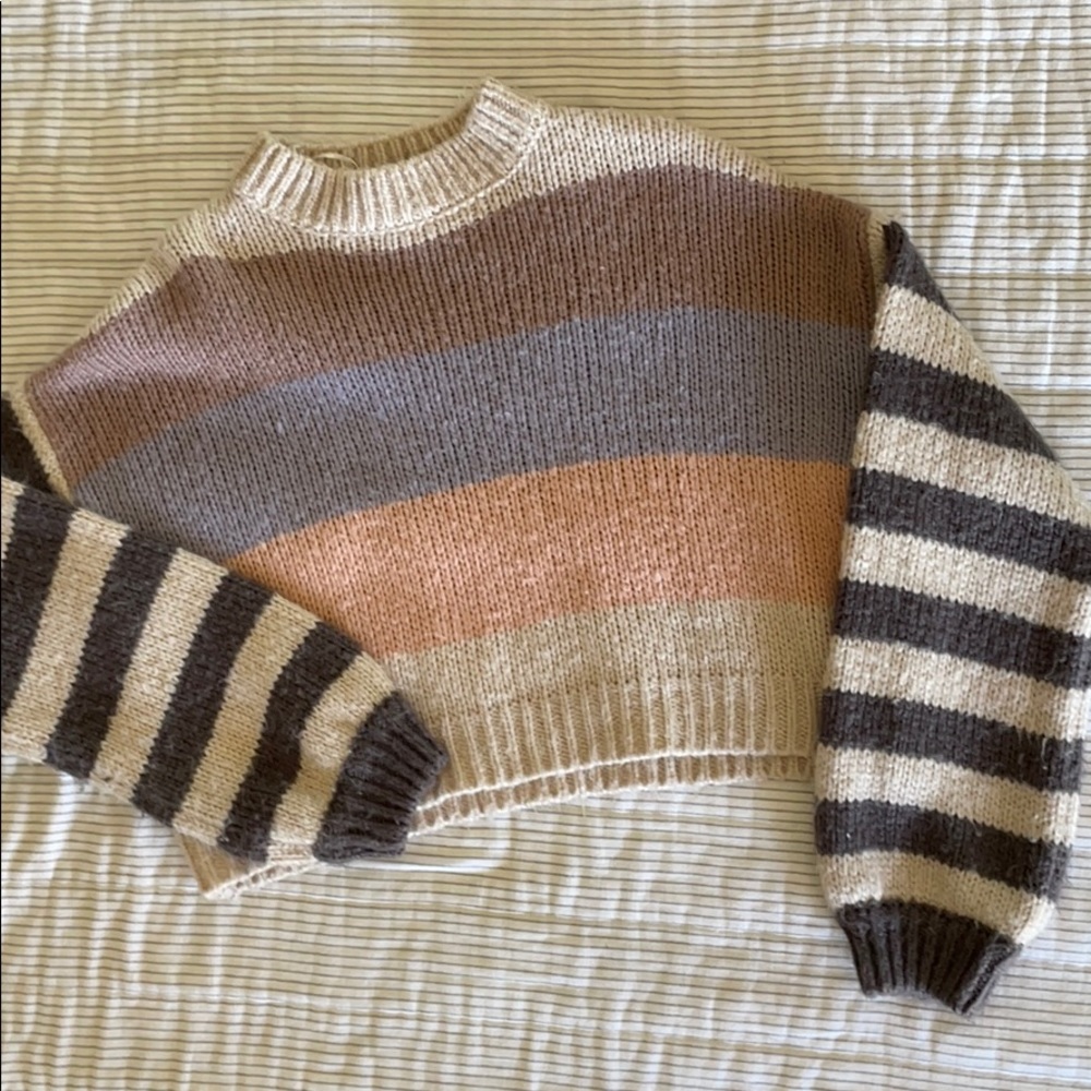 Striped Multicolor Crew Neck Sweater